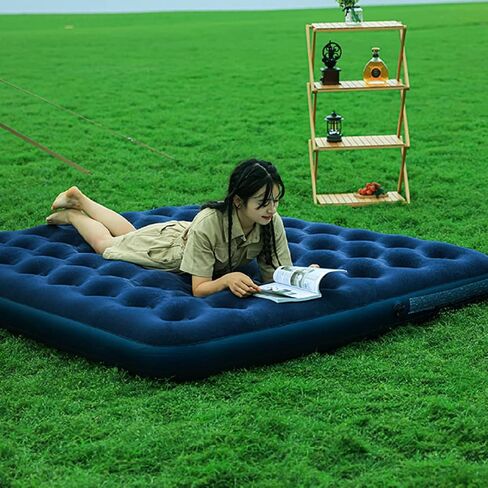 Figrosd Double Camping Sleeping Pad with Built-in Pump 2-3 Person Inflatable Camping Mattress for Backpacking、Traveling、Hiking and Durable & Comfortable-Size 75x54x9 inch (Blue) in Saudi Arabia