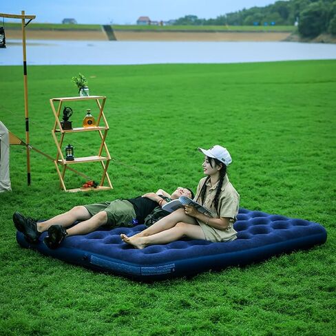 Figrosd Double Camping Sleeping Pad with Built-in Pump 2-3 Person Inflatable Camping Mattress for Backpacking、Traveling、Hiking and Durable & Comfortable-Size 75x54x9 inch (Blue) in Saudi Arabia