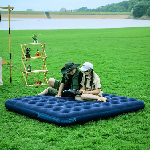 Figrosd Double Camping Sleeping Pad with Built-in Pump 2-3 Person Inflatable Camping Mattress for Backpacking、Traveling、Hiking and Durable & Comfortable-Size 75x54x9 inch (Blue) in Saudi Arabia