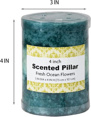 3 x 4 Inch Tritone Blue/Teal Scented Pillar Candle in Kuwait