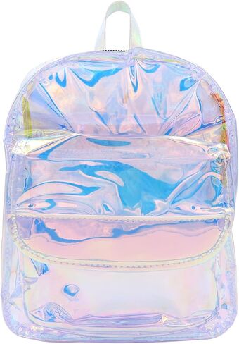 Women Holographic Metallic Shoulder Bag Casual Daypack Silver in Saudi Arabia