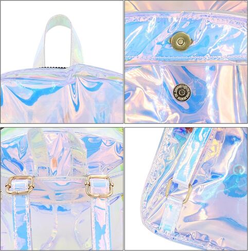 Women Holographic Metallic Shoulder Bag Casual Daypack Silver in Saudi Arabia