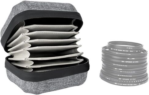 JJC Durable Lens Filter Pouch Case for 10 Circular ND UV Filters up to 95mm | Photography Filter Wallet Holds up to 10 Filters, Water-Resistant EVA Exterior with Zipper Closure, Includes Wrist Lanyard in Kuwait