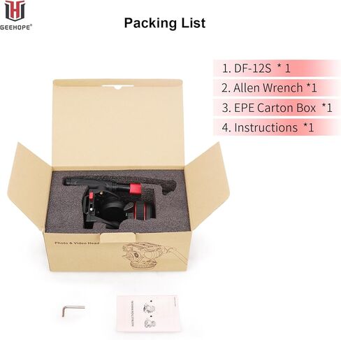 GEEHOPE Pro Video Tripod Fluid Head with Infinitely Adjustable Swivel Loss, Heavy Duty Pan Head with QR Plate for Manfrotto and DJI RS2/RS3, Load Capacity up to 11 kg, for DSLR Cameras in Kuwait