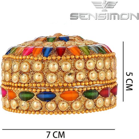 The Attic Round Shape Sindoor Boxes| Kumkum Holder| Shingar Dani| Sindoor Dibbi| Box Bharani Wedding Return Gifts for Womens Ladies Brides (2.5 x 4.5X 4.5 cm) in Saudi Arabia