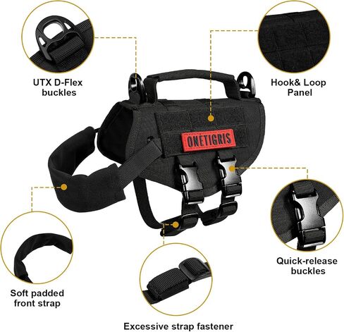 Tactical Dog Harness, Milltary Dog Vest with Durable Vertical Handle for XXS Puppy Dog in Saudi Arabia