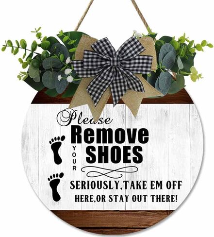 Please Remove Your Shoes Sign,Remove Your Shoes Wood Sign,Shoes Off Sign front door welcome sign Wreath in Saudi Arabia