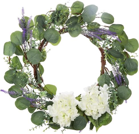 18 بوصة إكليل الأوكالبتوس الاصطناعي مع علامة الترحيب إكليل أوراق الأوكالبتوس الأخضر إكليل أوراق خضراء إكليل أوراق مستديرة للباب الأمامي ونافذة الجدار ومهرجان المزرعة والشرفة وفناء الحديقة in Kuwait