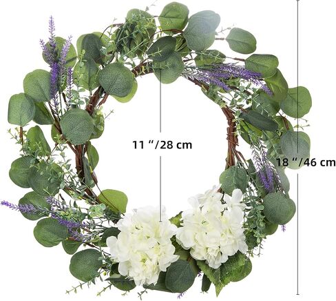 18 بوصة إكليل الأوكالبتوس الاصطناعي مع علامة الترحيب إكليل أوراق الأوكالبتوس الأخضر إكليل أوراق خضراء إكليل أوراق مستديرة للباب الأمامي ونافذة الجدار ومهرجان المزرعة والشرفة وفناء الحديقة in Kuwait