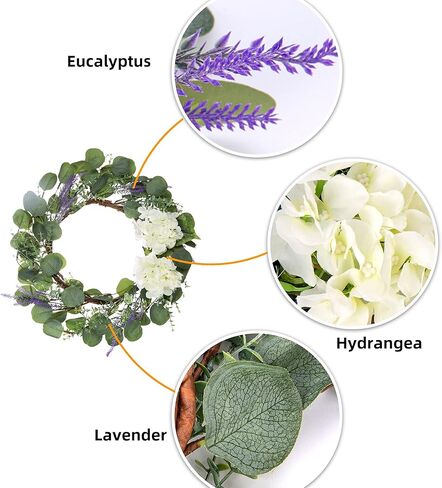 18 بوصة إكليل الأوكالبتوس الاصطناعي مع علامة الترحيب إكليل أوراق الأوكالبتوس الأخضر إكليل أوراق خضراء إكليل أوراق مستديرة للباب الأمامي ونافذة الجدار ومهرجان المزرعة والشرفة وفناء الحديقة in Kuwait