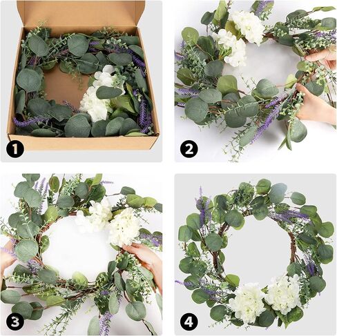 18 بوصة إكليل الأوكالبتوس الاصطناعي مع علامة الترحيب إكليل أوراق الأوكالبتوس الأخضر إكليل أوراق خضراء إكليل أوراق مستديرة للباب الأمامي ونافذة الجدار ومهرجان المزرعة والشرفة وفناء الحديقة in Kuwait