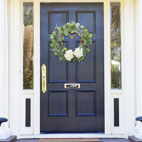 18 بوصة إكليل الأوكالبتوس الاصطناعي مع علامة الترحيب إكليل أوراق الأوكالبتوس الأخضر إكليل أوراق خضراء إكليل أوراق مستديرة للباب الأمامي ونافذة الجدار ومهرجان المزرعة والشرفة وفناء الحديقة in Kuwait