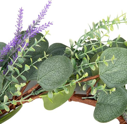 18 بوصة إكليل الأوكالبتوس الاصطناعي مع علامة الترحيب إكليل أوراق الأوكالبتوس الأخضر إكليل أوراق خضراء إكليل أوراق مستديرة للباب الأمامي ونافذة الجدار ومهرجان المزرعة والشرفة وفناء الحديقة in Kuwait