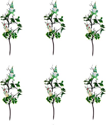 6 Pack St. Patricks Day Shamrock Picks 13.4 Inch Plastic Green Artificial Branches Flower Vase Arrangement Fillers for St. Patricks Day Home Farmhouse Office Decor (Style A) in Saudi Arabia
