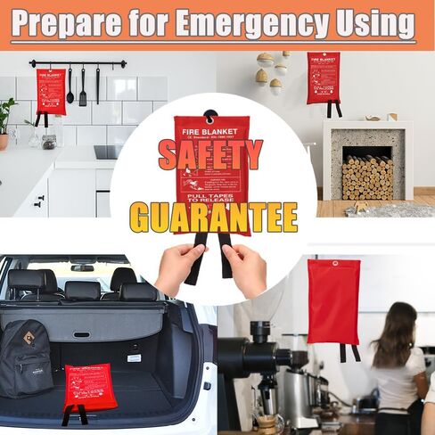 MRPAPA 4Pack بطانية حريق المطبخ بطانية حريق من الألياف الزجاجية مقاس 40 بوصة × 40 بوصة للبقاء في حالات الطوارئ، وحماية من مثبطات اللهب، والعزل الحراري، للمطبخ، والمدفأة، والسيارة، والتخييم، والطوارئ in Kuwait