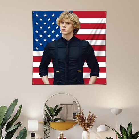 ملصق حائط مطبوع عليه العلم الامريكي ايفان بيترز من ديكربلس، لافتة معلقة على الحائط مقاس 3 × 3 قدم لتزيين خلفية غرفة النوم in Kuwait