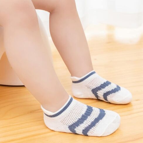 BEHELE Baby Grip Socks Toddler Non Slip Thin Mesh Infant Pointelle Eyelet Socks Unisex Girl Boy No Show Floor Ankle Socks in Kuwait