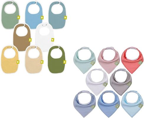 KeaBabies 8-Pack Organic Baby Bibs for Girls & Boys and 8-Pack Organic Baby Bandana Bibs, Baby Bibs - Teething Baby Bibs for Boy, Girl - Drool Bibs for Baby Girl, Baby Boy in Saudi Arabia