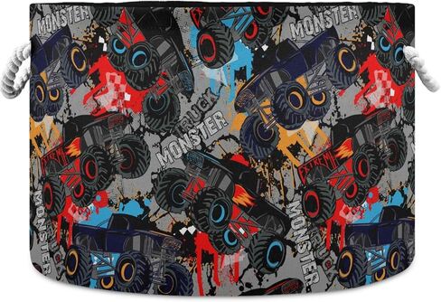 visesunny الوحش شاحنة سيارة نمط سلال الغسيل النسيج تخزين صندوق تخزين سلة قابلة للطي لعبة الملابس رفوف سلة للحمام، غرفة نوم، الحضانة، خزانة، مكتب in Kuwait