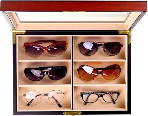 صندوق منظم لعرض النظارات الشمسية من خشب الورد من ديكوريباي مكون من 6 قطع in Kuwait