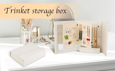 Aihaomai Jewelry Box Organizer 7.4 in, White PU Leather Diary Design with Magnetic Closure for Earrings, Bracelets, Necklaces, and Rings - A Gift for Women -A Woman's holiday gift in Kuwait