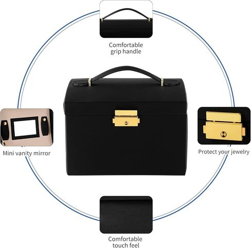 صندوق سفر للمجوهرات من RISANTRY للنساء، صندوق تنظيم السفر للمجوهرات والقلائد للنساء، صناديق تخزين المجوهرات المخصصة للنساء (وردي) in Kuwait