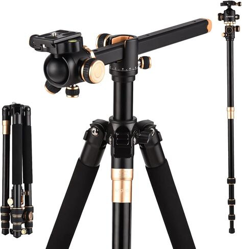 Andoer 184cm Portable Photography Tripod Horizontal Camera Tripod Stand Monopod Aluminum Alloy 8kg Load Capacity with 360° Rotatable Ballhead Carrying Bag for DSLR Camera Camcorder Smartphone in Saudi Arabia