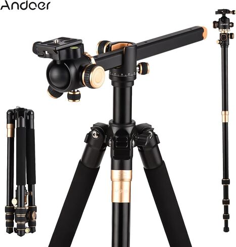 Andoer 184cm Portable Photography Tripod Horizontal Camera Tripod Stand Monopod Aluminum Alloy 8kg Load Capacity with 360° Rotatable Ballhead Carrying Bag for DSLR Camera Camcorder Smartphone in Saudi Arabia