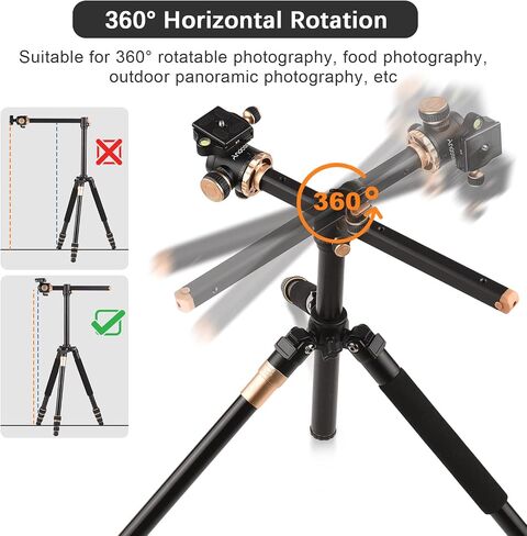 Andoer 184cm Portable Photography Tripod Horizontal Camera Tripod Stand Monopod Aluminum Alloy 8kg Load Capacity with 360° Rotatable Ballhead Carrying Bag for DSLR Camera Camcorder Smartphone in Saudi Arabia