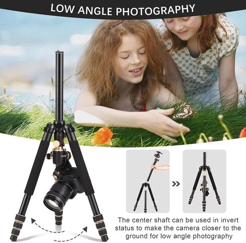 Andoer 184cm Portable Photography Tripod Horizontal Camera Tripod Stand Monopod Aluminum Alloy 8kg Load Capacity with 360° Rotatable Ballhead Carrying Bag for DSLR Camera Camcorder Smartphone in Saudi Arabia