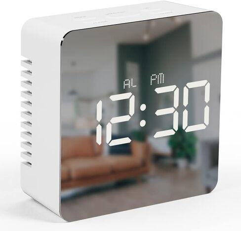 ساعة مرآة رقمية LED من مواس، نوعين، منبه/غفوة، درجة الحرارة، ساعة مرآة LED (مستطيلة) in Kuwait