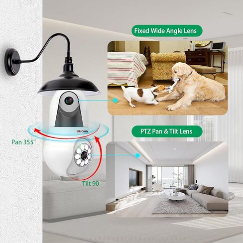 Light Bulb Security Camera Wireless, 4MP Dual Lens Bulb Camera Outdoor Indoor, 2.4Ghz Light Socket Camera with Motion Detection, Human Tracking, Full Color Night Vision, 24/7 Recording, SD/Cloud in Kuwait