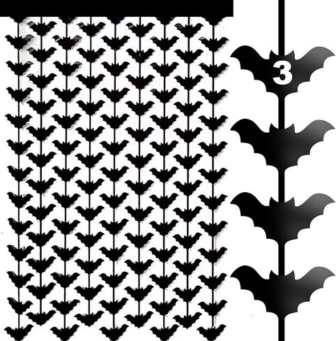 Mity rain 3 Packs Bat Halloween Backdrop, Black Backdrop Curtain Photo Booth for Halloween Party Decorations/Birthday/Wedding Indoor & Outdoor, Halloween Bat Decor Curtain 9.8 × 6.6 ft in Saudi Arabia