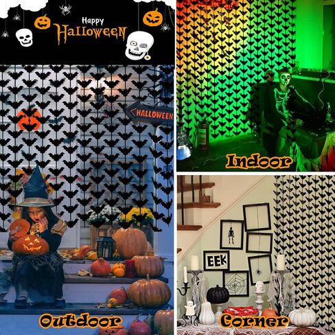 Mity rain 3 Packs Bat Halloween Backdrop, Black Backdrop Curtain Photo Booth for Halloween Party Decorations/Birthday/Wedding Indoor & Outdoor, Halloween Bat Decor Curtain 9.8 × 6.6 ft in Saudi Arabia