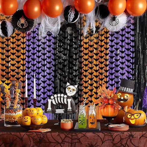 Mity rain 3 Packs Bat Halloween Backdrop, Black Backdrop Curtain Photo Booth for Halloween Party Decorations/Birthday/Wedding Indoor & Outdoor, Halloween Bat Decor Curtain 9.8 × 6.6 ft in Saudi Arabia