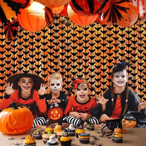 Mity rain 3 Packs Bat Halloween Backdrop, Black Backdrop Curtain Photo Booth for Halloween Party Decorations/Birthday/Wedding Indoor & Outdoor, Halloween Bat Decor Curtain 9.8 × 6.6 ft in Saudi Arabia