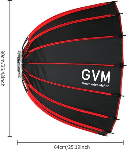 GVM 35.4 بوصة/90 سم حامل بوينز سوفت بوكس ​​مكافئ، إطلاق سريع مع ناشرات/شبكة/حقيبة لإضاءة الفيديو، متوافق مع PRO 400B، 500B، 650B، SD600D، وإضاءة التصوير الفوتوغرافي الأخرى من Bowens Studio in Kuwait
