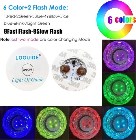 أضواء ديكور شريط LOGUIDE، أضواء زجاجة لزجاجات المشروبات الكحولية، 24 حزمة RGB LED كوستر، 7 ألوان ملصق تضيء الوقايات للمشروبات، فلاش تضيء كأس كوستر أضواء خدمة زجاجة وامض (متعدد الألوان) in Saudi Arabia