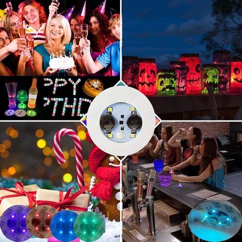 أضواء ديكور شريط LOGUIDE، أضواء زجاجة لزجاجات المشروبات الكحولية، 24 حزمة RGB LED كوستر، 7 ألوان ملصق تضيء الوقايات للمشروبات، فلاش تضيء كأس كوستر أضواء خدمة زجاجة وامض (متعدد الألوان) in Saudi Arabia