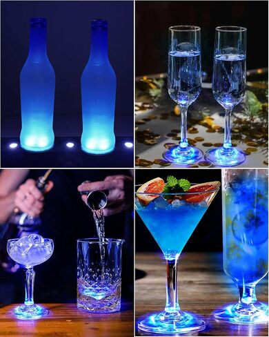 أضواء ديكور شريط LOGUIDE، أضواء زجاجة لزجاجات المشروبات الكحولية، 24 حزمة RGB LED كوستر، 7 ألوان ملصق تضيء الوقايات للمشروبات، فلاش تضيء كأس كوستر أضواء خدمة زجاجة وامض (متعدد الألوان) in Saudi Arabia