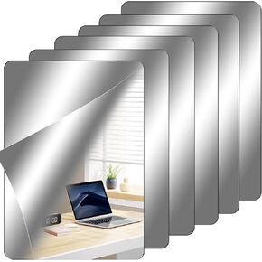 Loccmat Self Adhesive Acrylic Mirror,8 Pack Mirror Tiles,Flexible Mirror Sheets,8 x 8 Inch Mirror Wall Stickers,Plastic Frameless Mirror Tiles,Non Glass Mirror Stickers for Home Wall Decor,2MM Thick