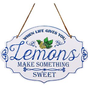PXIYOU When Life Give You Lemons Make thing Sweet Vintage Wooden Hanging Sign Farm Wall Decor for Home Kitchen Living Room Wall Art Decor 13 x 9 Inch in Kuwait