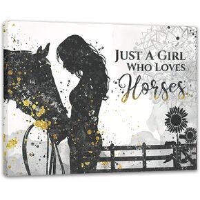 Rustic Farmhouse Horse Wall Art Decor Just A Girl Who Loves Horses Posters Country Style Wall Decor Inspirational Wall Art Rustic Posters Print for Girls Bedroom Nursery Decor 16x24 Inch Unframed in Saudi Arabia