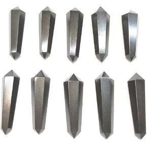 WHOLESALEGEMSHOP 10 PIECES Black Tourmaline Double Terminated Crystal Healing for Jewelry Making Necklace Wire Wrapping Pendant Crystal Grids in Kuwait