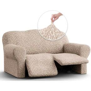 PAULATO BY GA.I.CO. Recliner Sofa Cover - Reclining Slipcover - Soft Polyester Fabric Slipcover - 1-piece Form Fit Stretch Furniture Protector - Jacquard 3D Collection - Beige Arabesco (Recliner Sofa) in Saudi Arabia