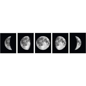 5 قطع ديكور حائط على شكل قمر - لوحات فنية مطبوعة على القماش باللونين الاسود والابيض والقمر القمري، بوستر مطبوع تجريدي للمكتب وغرفة النوم وغرفة المعيشة وغرفة النوم، لوحات بدون اطار لديكور المنزل in Kuwait