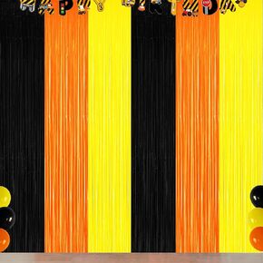 Pink Orange Party Decorations Foil Fringe Backdrop Curtain, 3 Pack | Rose Red Orange Pink Thanksgiving Tinsel Streamer, Fall Autumn Bachelorette Party Decorations in Kuwait