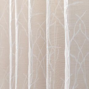 White Grey Curtains 84 Inch Length for Living Room Darkening 2 Panel Back Tab Pocket Linen Textured Modern Farmhouse Tree Branch Pattern Light Filtering 50% Blackout Silver Gray Long Drape for Bedroom in Kuwait
