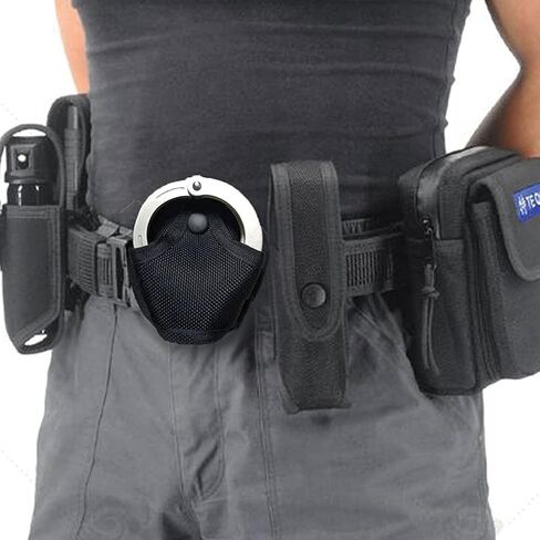 2 Pack Handcuff Holder Case Nylon Open Top Holster Pouch Sheath Quick Release Fits Chain/Hinged Cuff for Duty Belt Law Enforcement(Black) in Kuwait