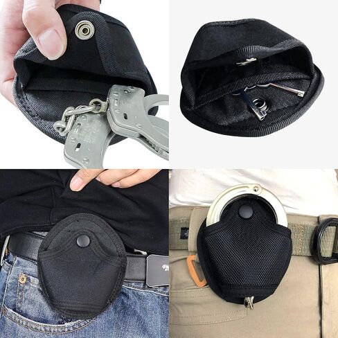 2 Pack Handcuff Holder Case Nylon Open Top Holster Pouch Sheath Quick Release Fits Chain/Hinged Cuff for Duty Belt Law Enforcement(Black) in Kuwait